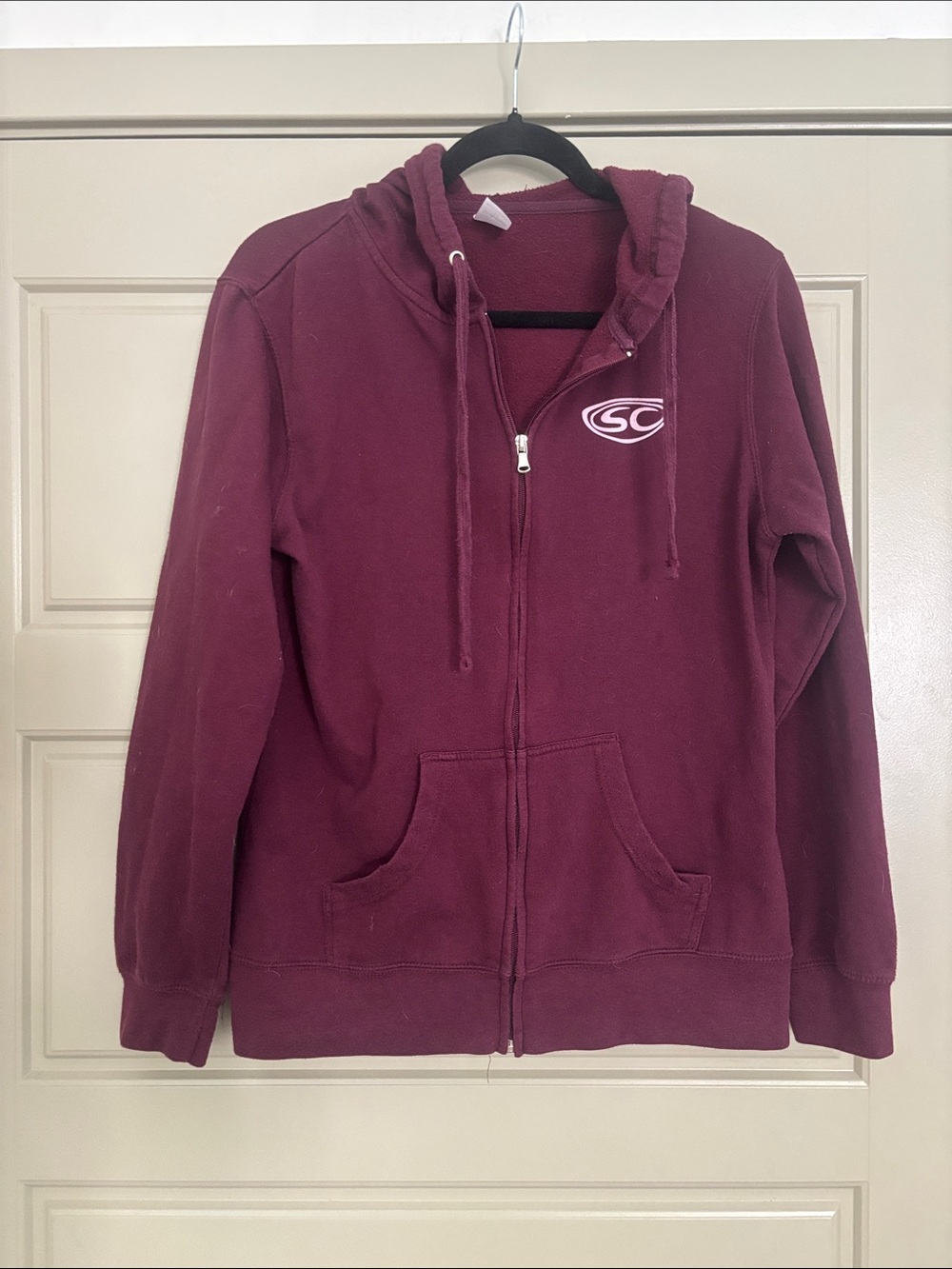 Maroon Zip-Up Hoodie with SC Logo